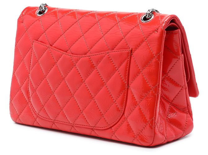 Chanel Red Quilted Crinkled Patent Reissue 2.55 Double Flap 227 Rosso - vista 2