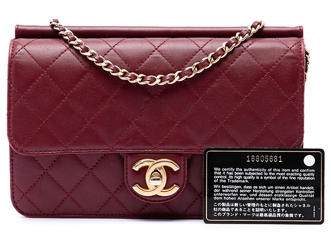 Chanel Red Medium Quilted Lambskin Crossing Times Flap Rosso Bordò - vista 7