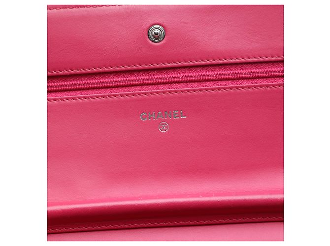 Chanel Red CC Quilted Patent Wallet On Chain - view 5