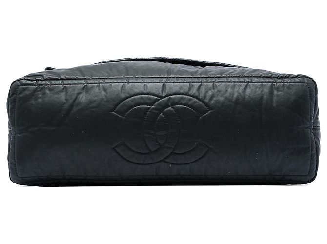 Mala de viagem expansível com fecho Chanel em tela revestida acolchoada preta Extra Large Preto - vista 3