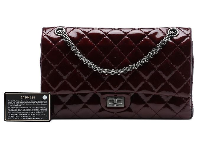 Chanel Red Quilted Patent Reissue 2.55 Double Flap 226 Rosso Bordò - vista 7