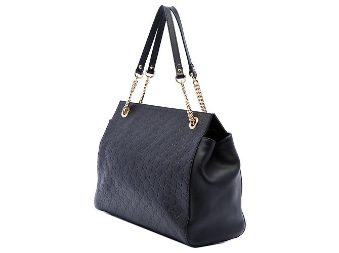 Borsa Tote Gucci Guccissima Soft Signature Medium Nera Nero - vista 2
