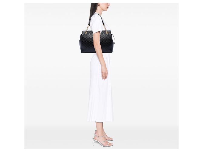 Borsa Tote Gucci Guccissima Soft Signature Medium Nera Nero - vista 6
