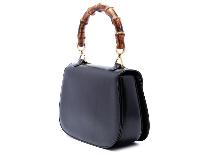 Bamboo Borsa Gucci Small in pelle di vitello nera con manico in bambù Nero - vista 2
