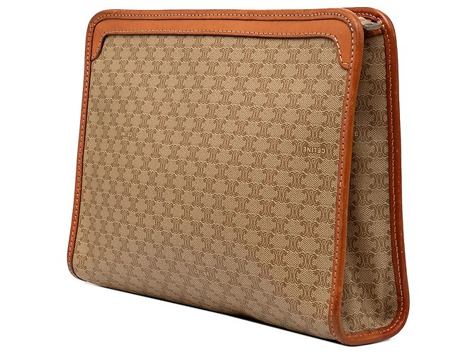 Céline Celine Beige Macadam Clutch aus beschichtetem Canvas - Ansicht 2