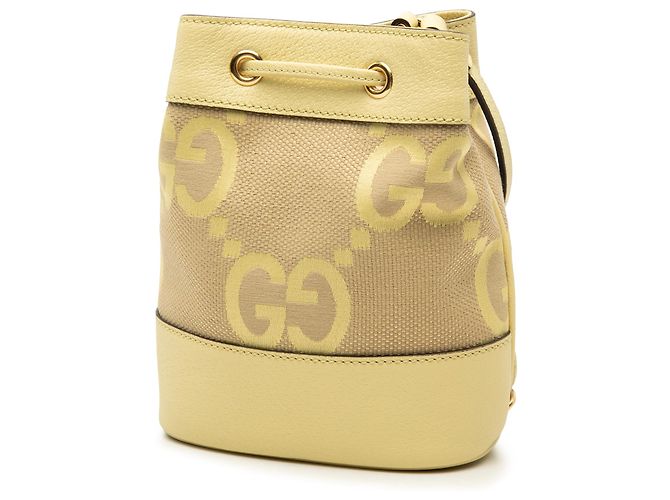 Borsa secchiello Gucci Ophidia Mini Jumbo in canvas GG e pelle di vitello gialla Giallo - vista 2