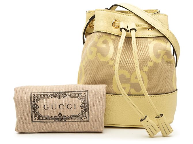 Borsa secchiello Gucci Ophidia Mini Jumbo in canvas GG e pelle di vitello gialla Giallo - vista 7