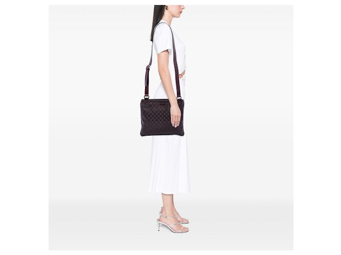 Gucci Borsa a Tracolla Rossa Stampa GG Rosso Bordò - vista 6