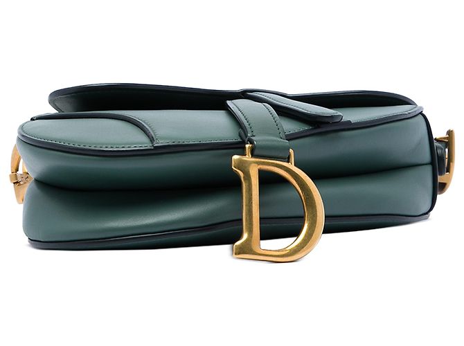 Borsa Saddle Dior Mini in pelle di vitello liscia verde Verde scuro - vista 3