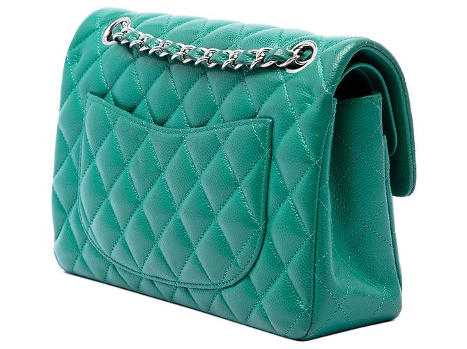 Chanel Green Small Classic Caviar Double Flap Verde - vista 2