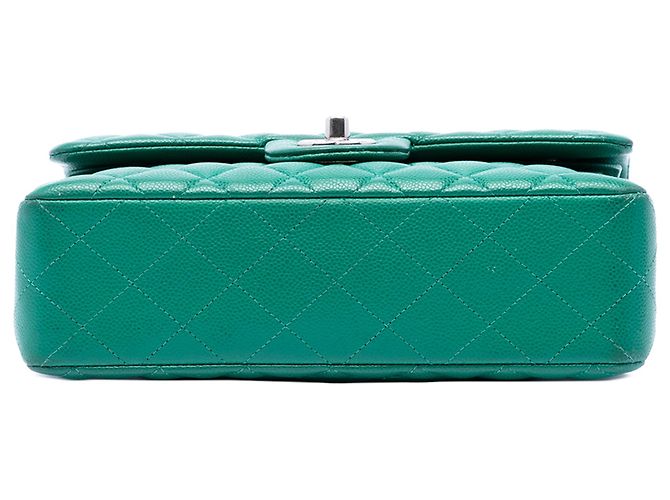 Chanel Green Small Classic Caviar Double Flap Verde - vista 3