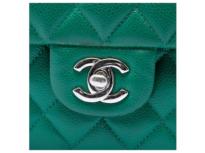 Chanel Green Small Classic Caviar Double Flap Verde - vista 5