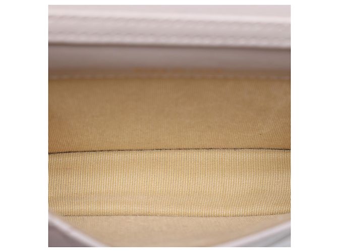 Clutch Chanel Mini Pearl Crush in pelle d'agnello matelassé marrone con catena Beige - vista 4