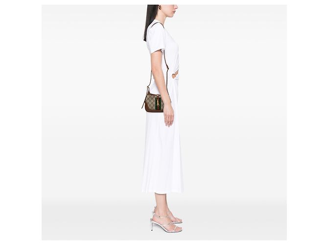 Gucci Mini Borsa a Tracolla Jackie 1961 Beige GG Supreme Web - vista 6