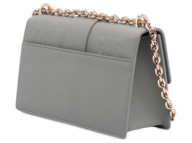 Dior Gray Grained Calfskin 30 Montaigne Chain Flap Marrone - vista 2
