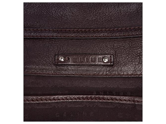 Céline Celine Brown Glitter Leather Chain Flap Marrom Castanho escuro - vista 5