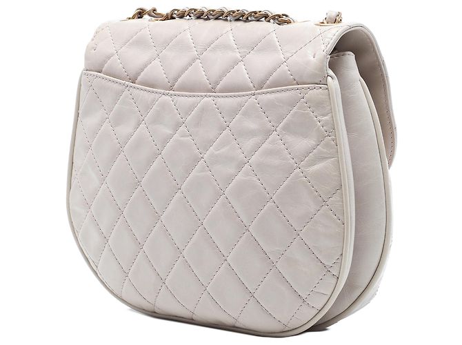 Chanel Gray Medium Quilted Aged Calfskin Bubble CC Flap Marrone Grigio - vista 2