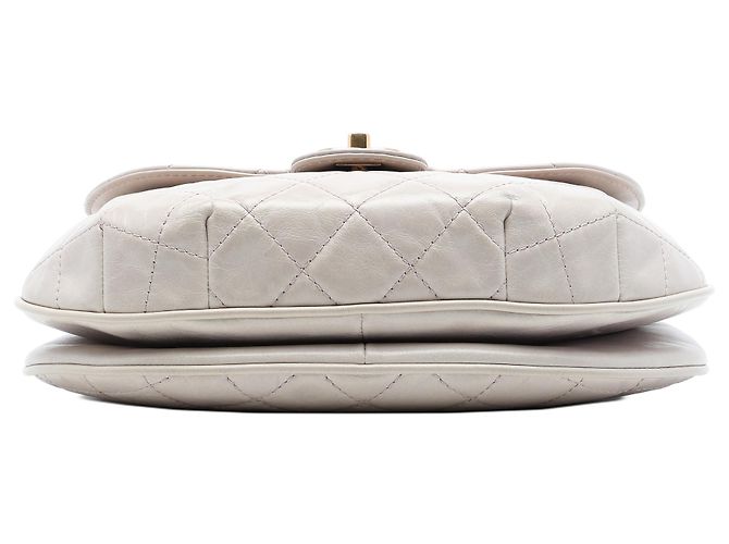Chanel Gray Medium Quilted Aged Calfskin Bubble CC Flap Marrone Grigio - vista 3