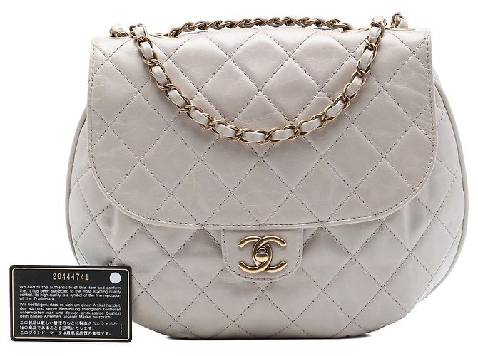 Chanel Gray Medium Quilted Aged Calfskin Bubble CC Flap Marrone Grigio - vista 7