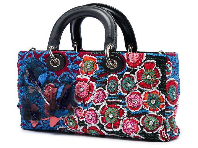 Dior Blue Medium Beaded Ribbon Embroidered Floral Lady D Joy Blau - Ansicht 2