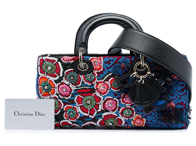 Dior Blue Medium Beaded Ribbon Embroidered Floral Lady D Joy Blau - Ansicht 6