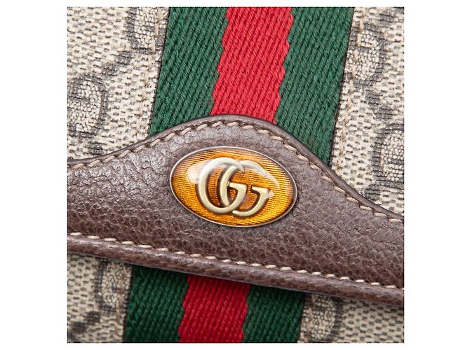 Gucci Portafoglio con catena Ophidia Web GG Supreme Beige - vista 5