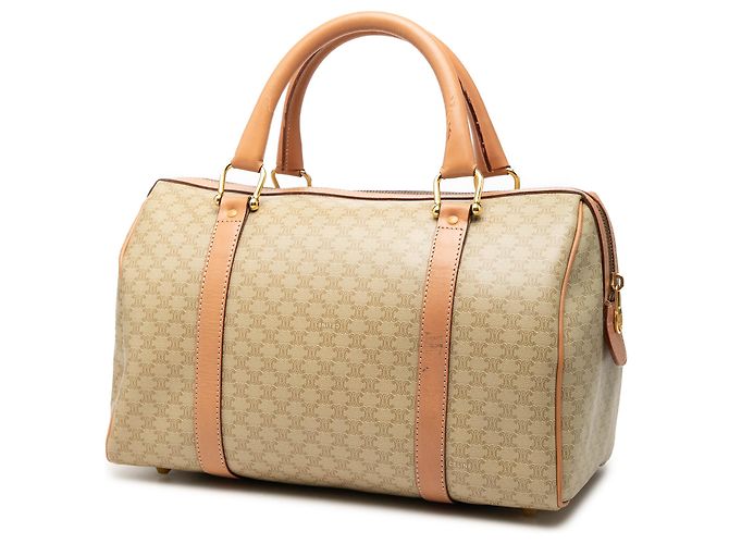 Céline Celine Beige Macadam Boston Bag aus beschichtetem Canvas - Ansicht 2