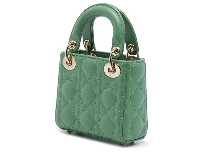Dior Green Micro Lambskin Cannage Lady Dior Verde - vista 2