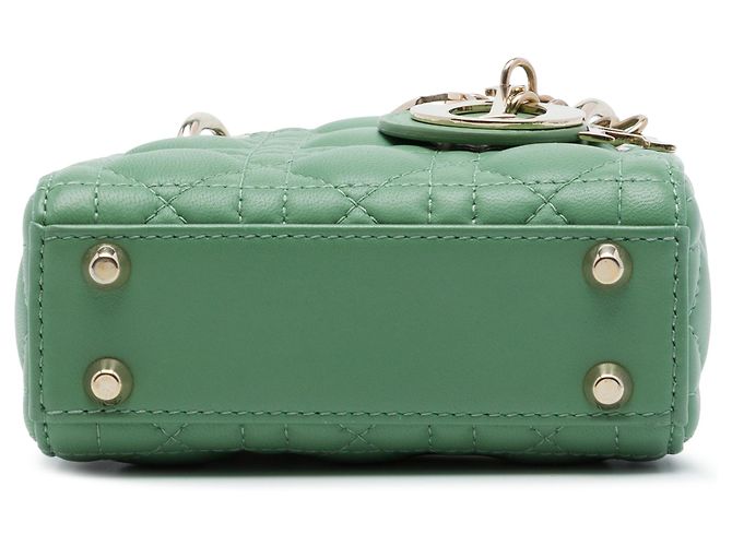 Dior Green Micro Lambskin Cannage Lady Dior Verde - vista 3