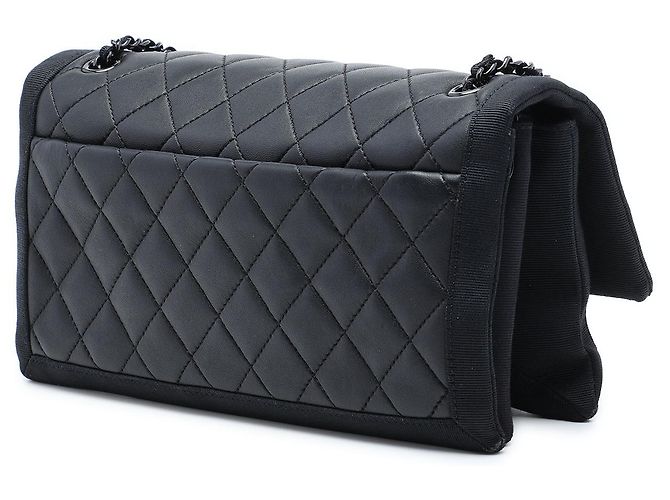 Chanel Black CC Quilted Lambskin and Grosgrain So Black Flap Nero - vista 2