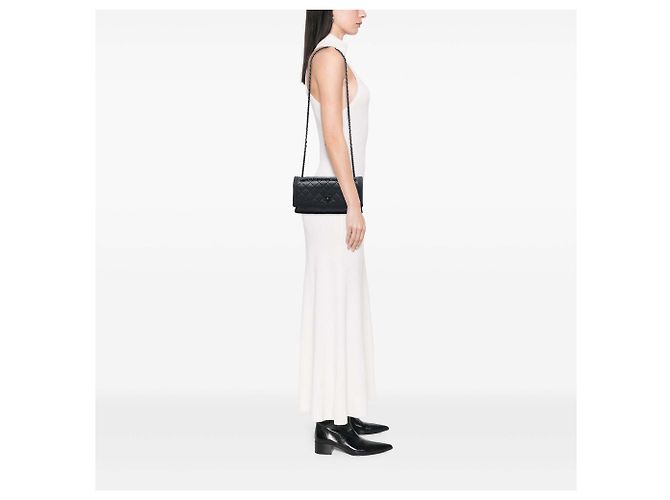 Chanel Black CC Quilted Lambskin and Grosgrain So Black Flap Nero - vista 6