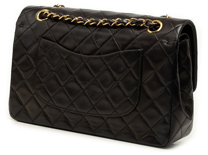 Chanel Black Medium Classic Lambskin Double Flap Nero - vista 2