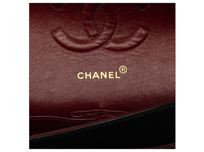 Chanel Black Medium Classic Lambskin Double Flap Nero - vista 5