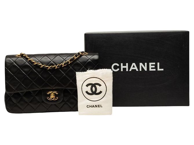 Chanel Black Medium Classic Lambskin Double Flap Nero - vista 7