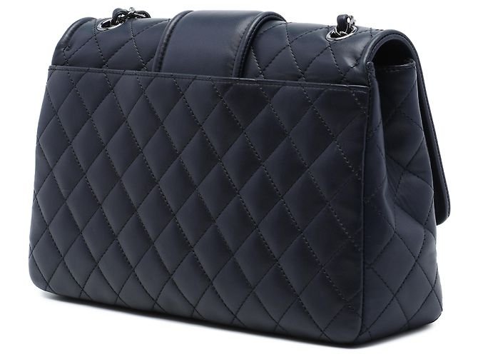 Chanel Blue Large Quilted Lambskin Elementary Chic Flap Blu navy - vista 2
