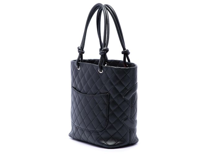 Chanel Cambon Ligne Tote Mittel aus schwarzem Lammleder - Ansicht 2