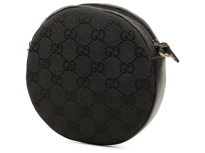 Borsa a tracolla rotonda Gucci in tela GG nera Nero - vista 2