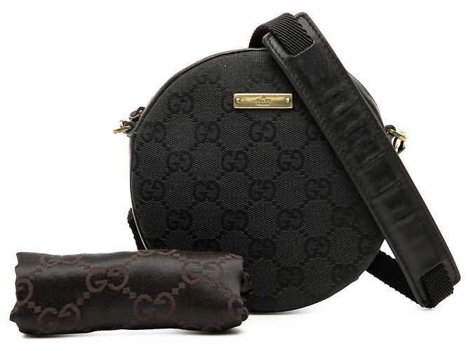 Borsa a tracolla rotonda Gucci in tela GG nera Nero - vista 7
