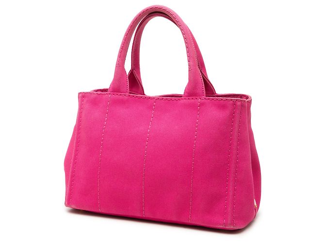 Borsa Tote Prada Small Canvas Canapa Logo Rosa - vista 2