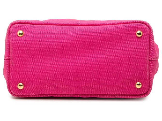 Borsa Tote Prada Small Canvas Canapa Logo Rosa - vista 3