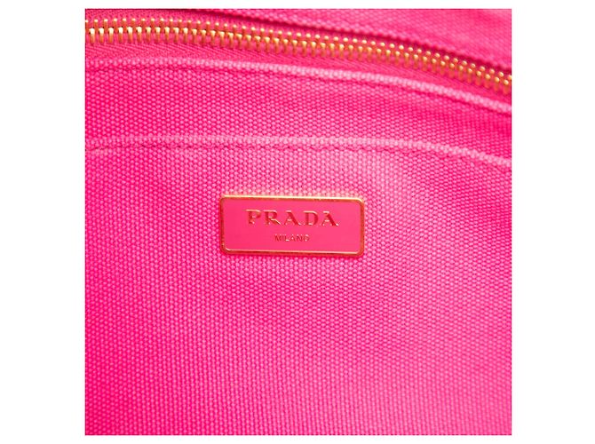 Borsa Tote Prada Small Canvas Canapa Logo Rosa - vista 5