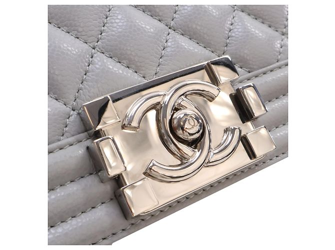Chanel Gray Small Quilted Caviar Boy Flap Marrone - vista 10