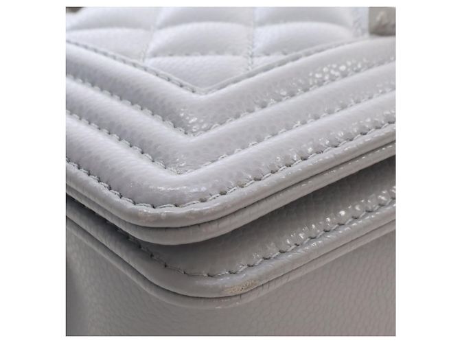 Chanel Gray Small Quilted Caviar Boy Flap Marrone - vista 14