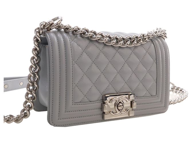 Chanel Gray Small Quilted Caviar Boy Flap Marrone - vista 2