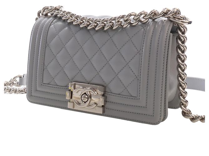 Chanel Gray Small Quilted Caviar Boy Flap Marrone - vista 3