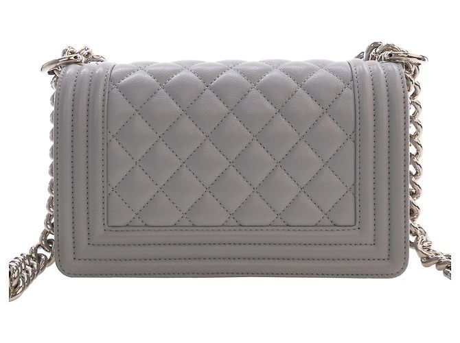 Chanel Gray Small Quilted Caviar Boy Flap Marrone - vista 4