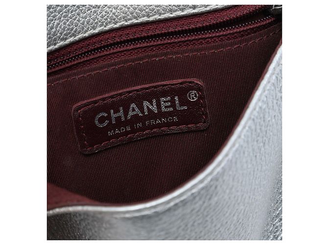 Coco Handle Chanel Silver Metallic Grained Calfskin Pilot Essentials Double Sided Flap Prata - vista 5
