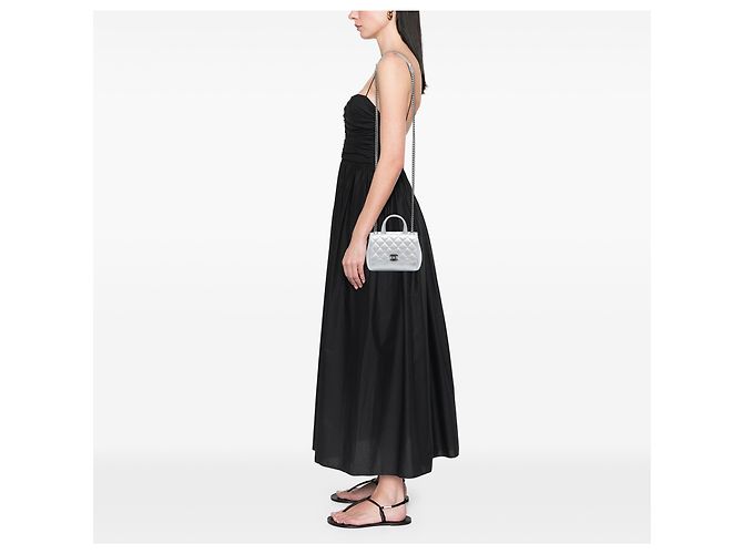 Coco Handle Chanel Silver Metallic Grained Calfskin Pilot Essentials Double Sided Flap Prata - vista 6