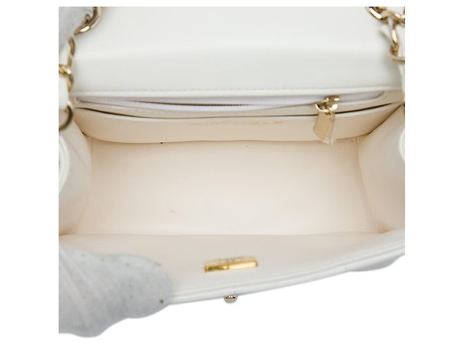 Chanel Mini Quilted Lambskin Resin Crystal Square Monacoco Flap Bianco Crudo - vista 4