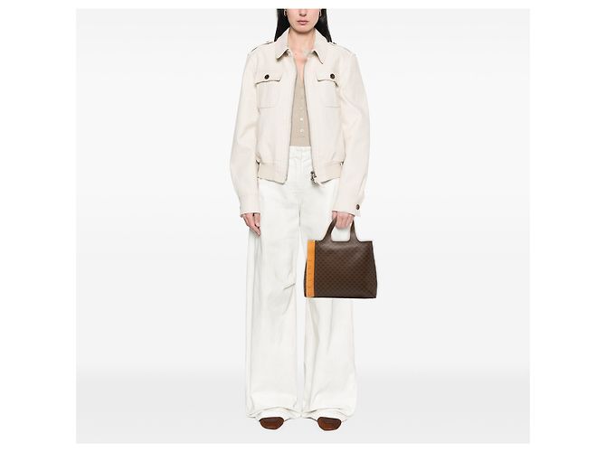 Céline Tote Celine Brown Macadam Coated Canvas Marrone - vista 7